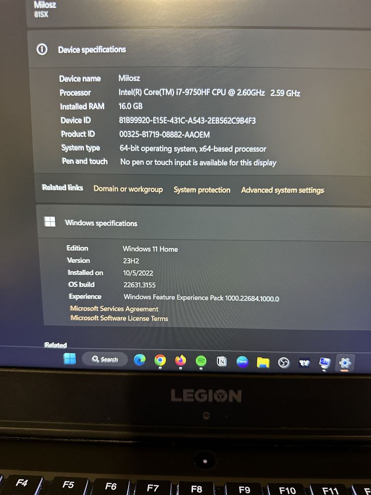 Lenovo Legion i7-9750HF RTX 2060 16GB RAM ddr4 512GB ssd do gier