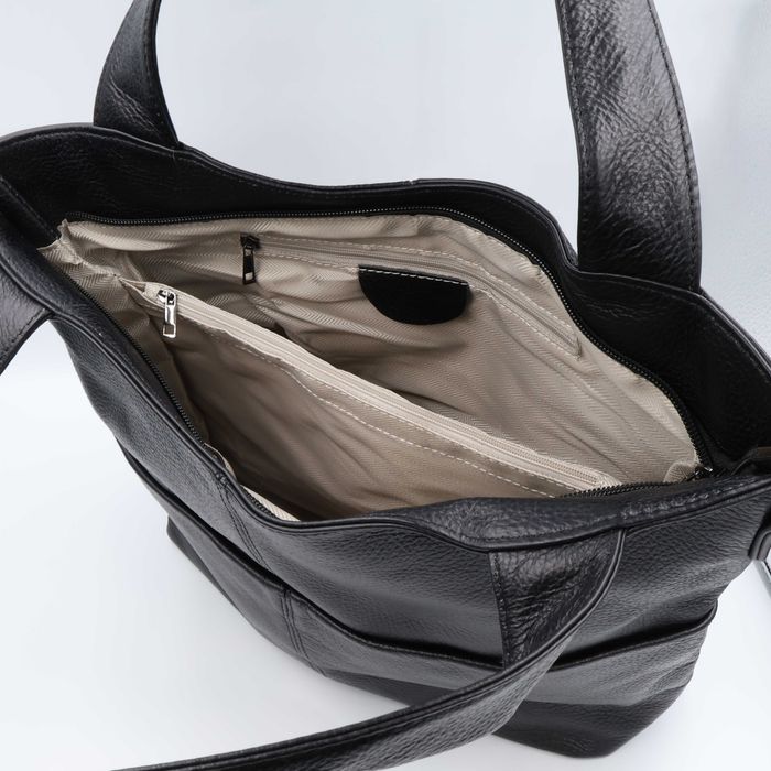 Сумка жіноча шкіряна leather 9001 black Сумка женская кожаная черная