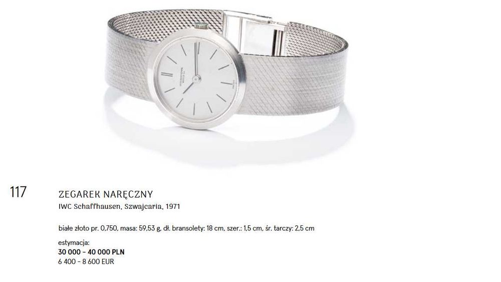 Złoty zegarek IWC SHAFFHAUSEN próby 750 z 1971 roku