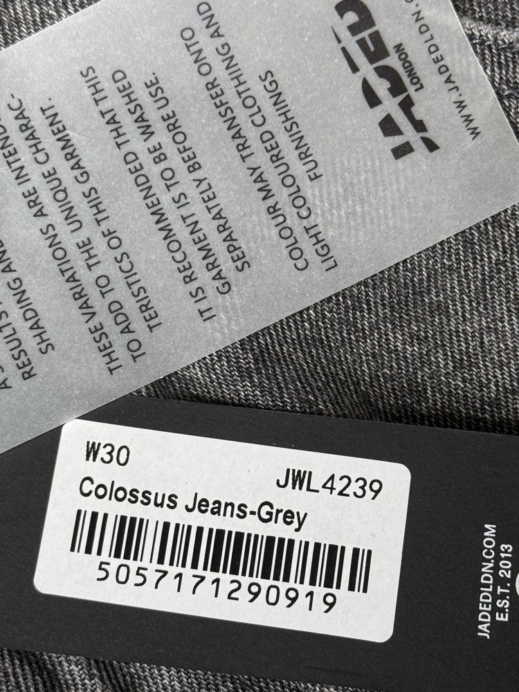 Jaded London Washed Grey 26,28,30,32,34,36 Colossus Jeans