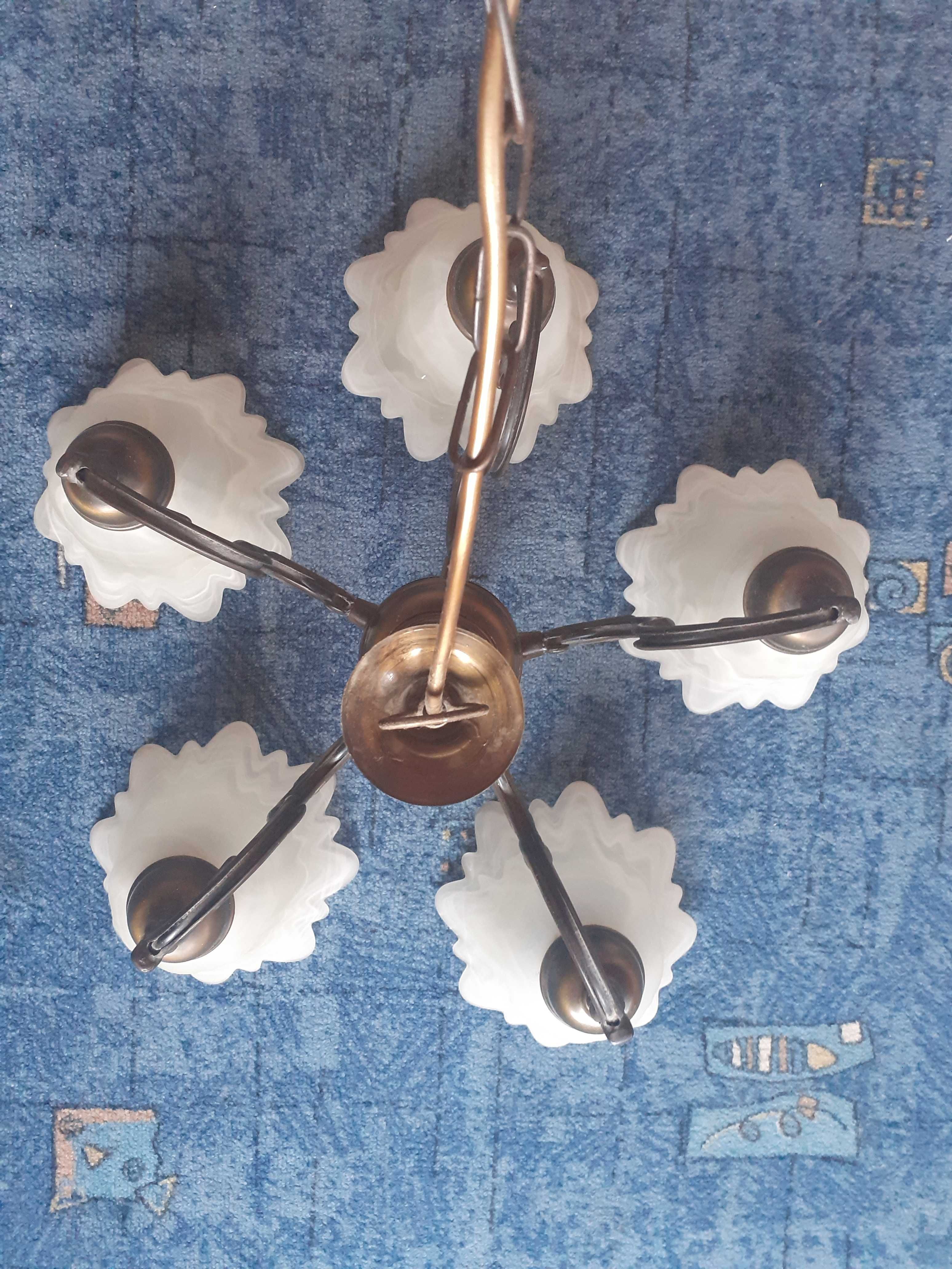 Żyrandol postarzany "Jupiter" 230V 5x60w kolor mosiądzu