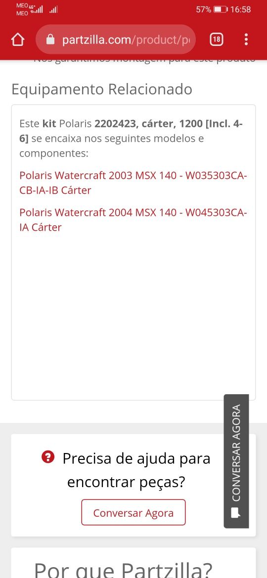 Mota de agua Polaris msx 140