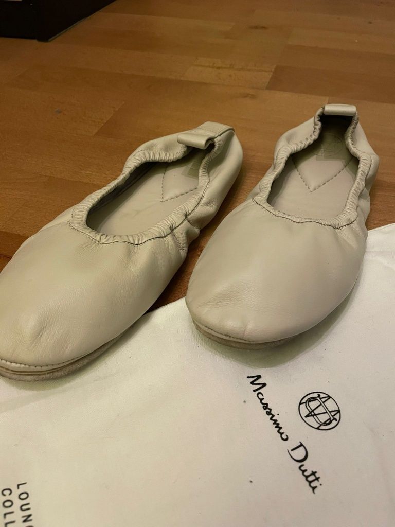 Skórzane baleriny Massimo Dutti