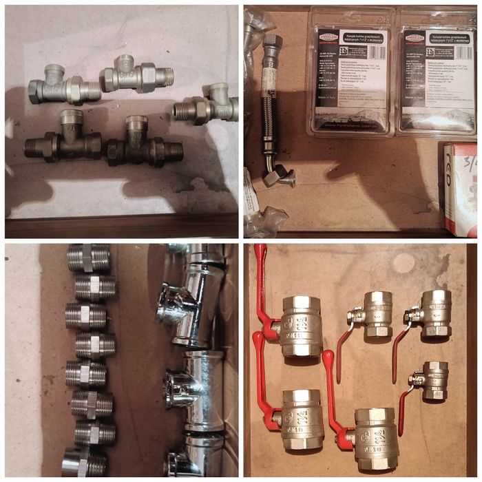 Elementy do centralnego ogrzewania, miedziane, mosiężne, PP, zawory