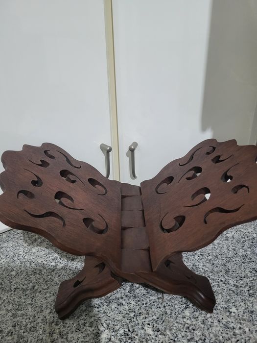 Suporte vintage de livro em madeira maciça