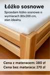 Drewniane łóżko 90x190 cm z materacem lub bez – stan idealny!