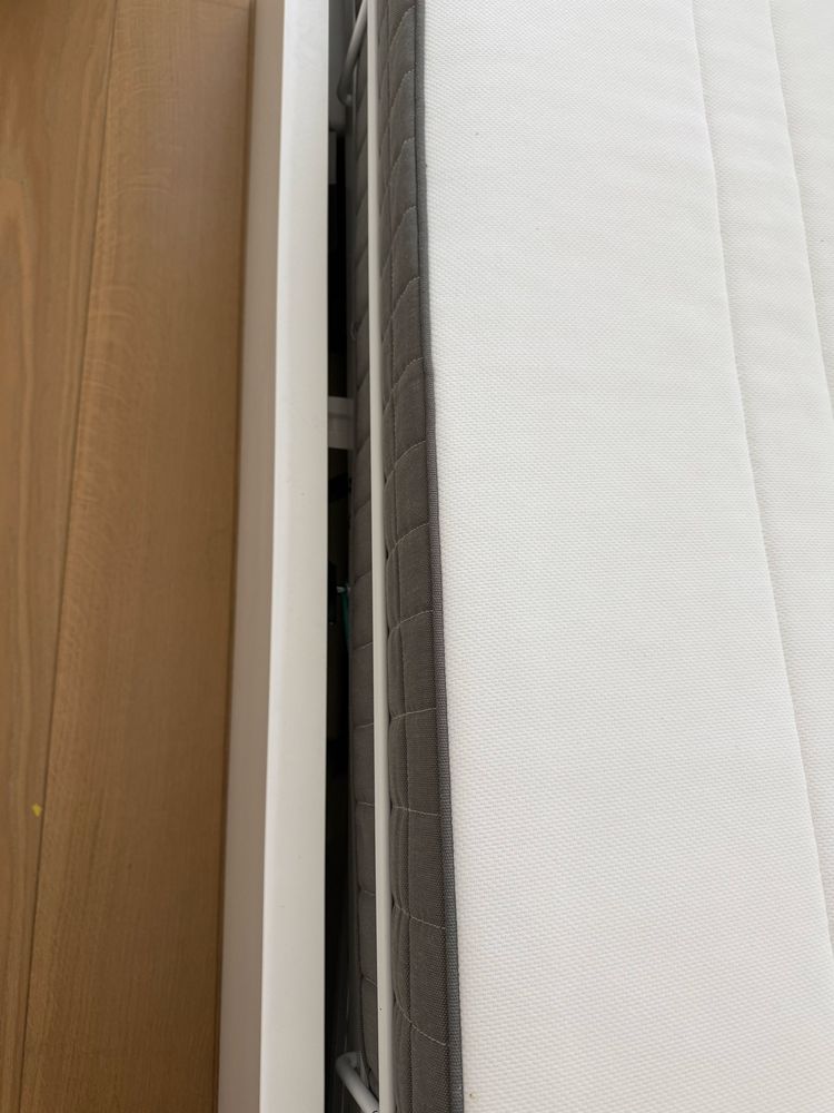 MALM Estrutura cama c/arrumação e colchao, branco, com 160x200 cm
