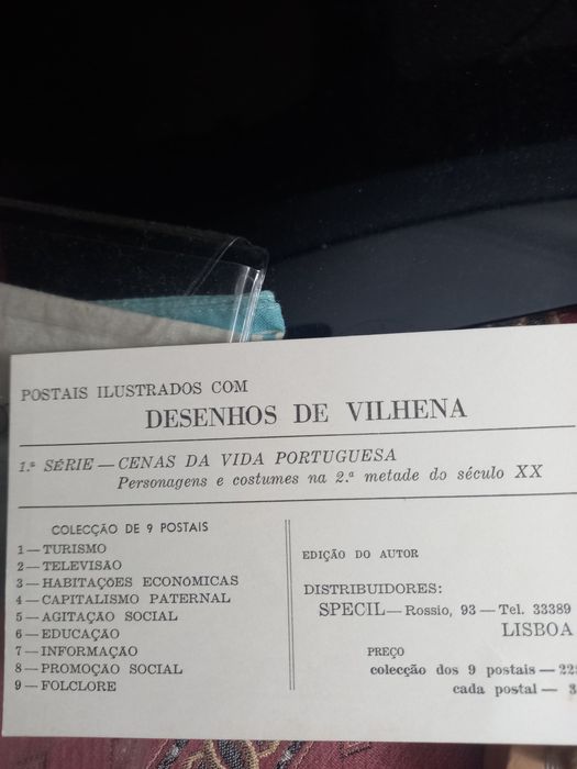Postais ilustrados com desenhos de Vilhena