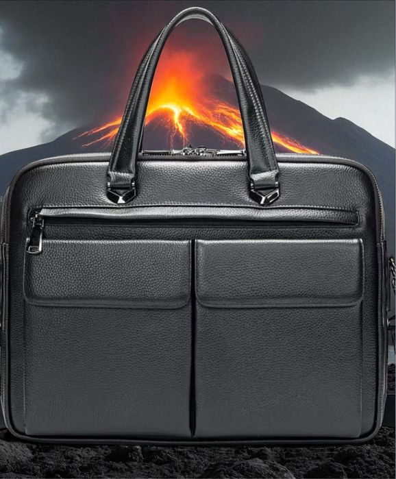 Якісна чоловіча шкіряна сумка- портфель, для ноутбука чи документів