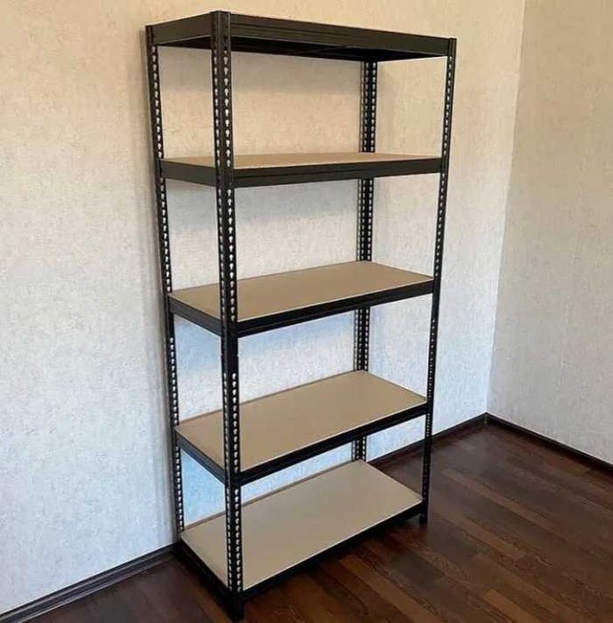 Стеллаж Бюджет 150X70X30см оцинкованный, черный. погрузка 150кг/полку