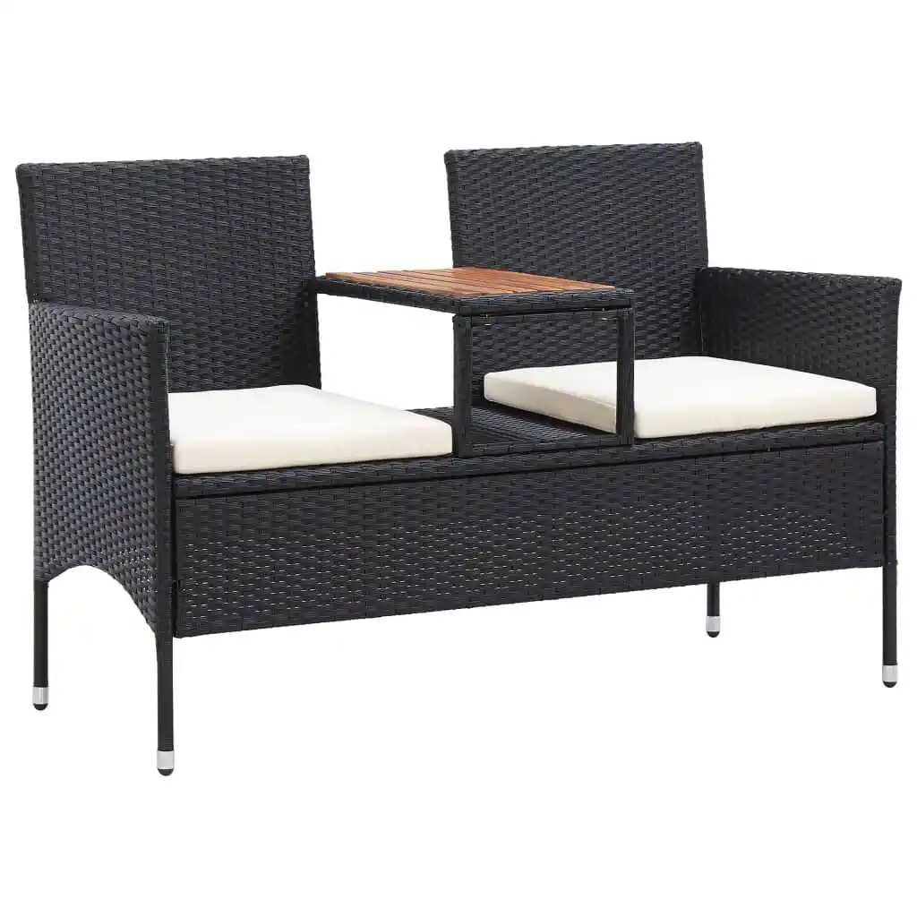 Banco De Jardim 2 Lugares Com Mesa Centro Vime