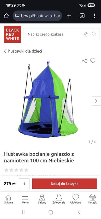 Bocianie gniazdo z namiotem,  huśtawka