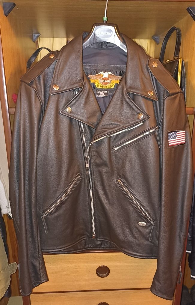 Skórzana kurtka ramoneska Harley Davidson, roz. L, nowa, oryginał USA