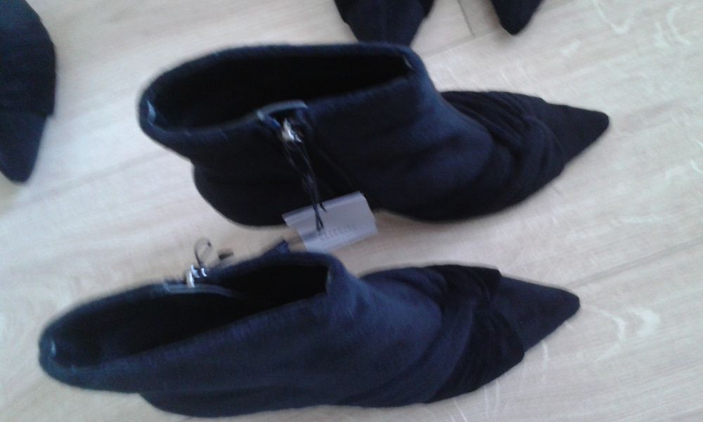 Botki 38, 39, 41 Reserved zamszowe czarne NOWE buty wiosenne jesienne