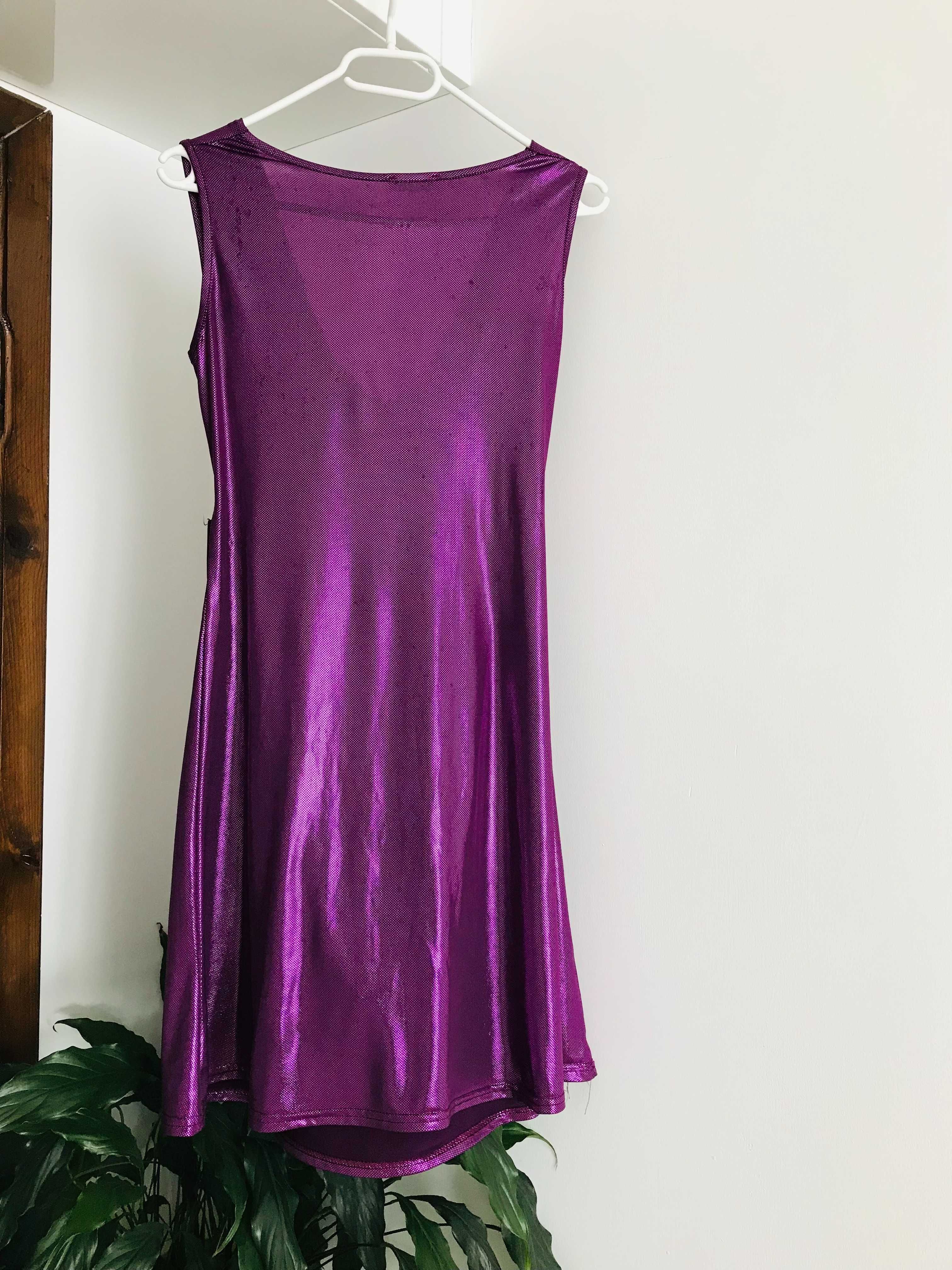 Połyskująca sukienka fioletowa imprezowa M