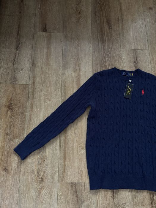 Granatowy sweter męski polo ralph lauren nowy z netką nieużywany M