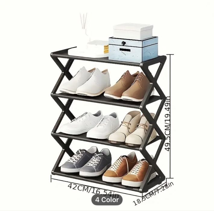 Estante dobrável de 4 níveis para sapatos