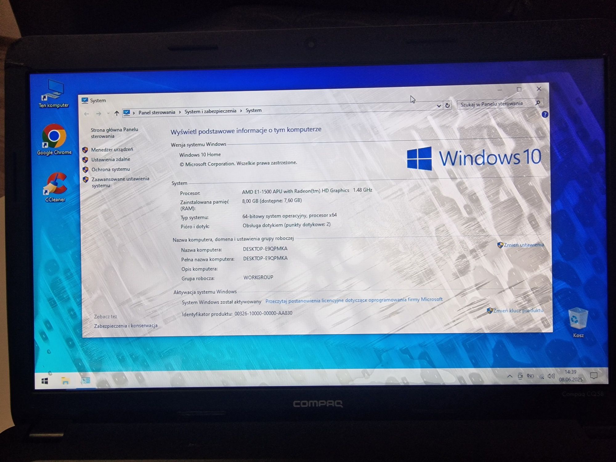 HP Compaq CQ58-d55SO Windows 10
