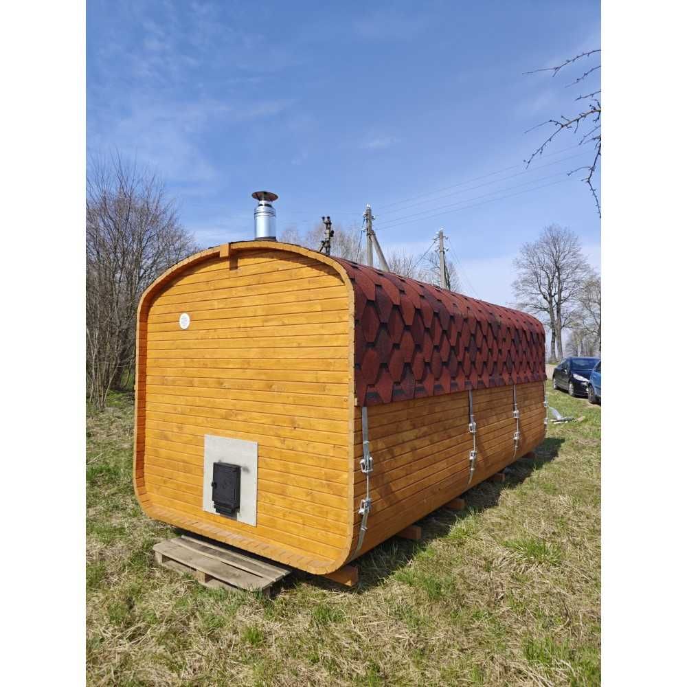Sauna beczka 3,4 m Quatro z przedsionkiem zamkniętym + piece