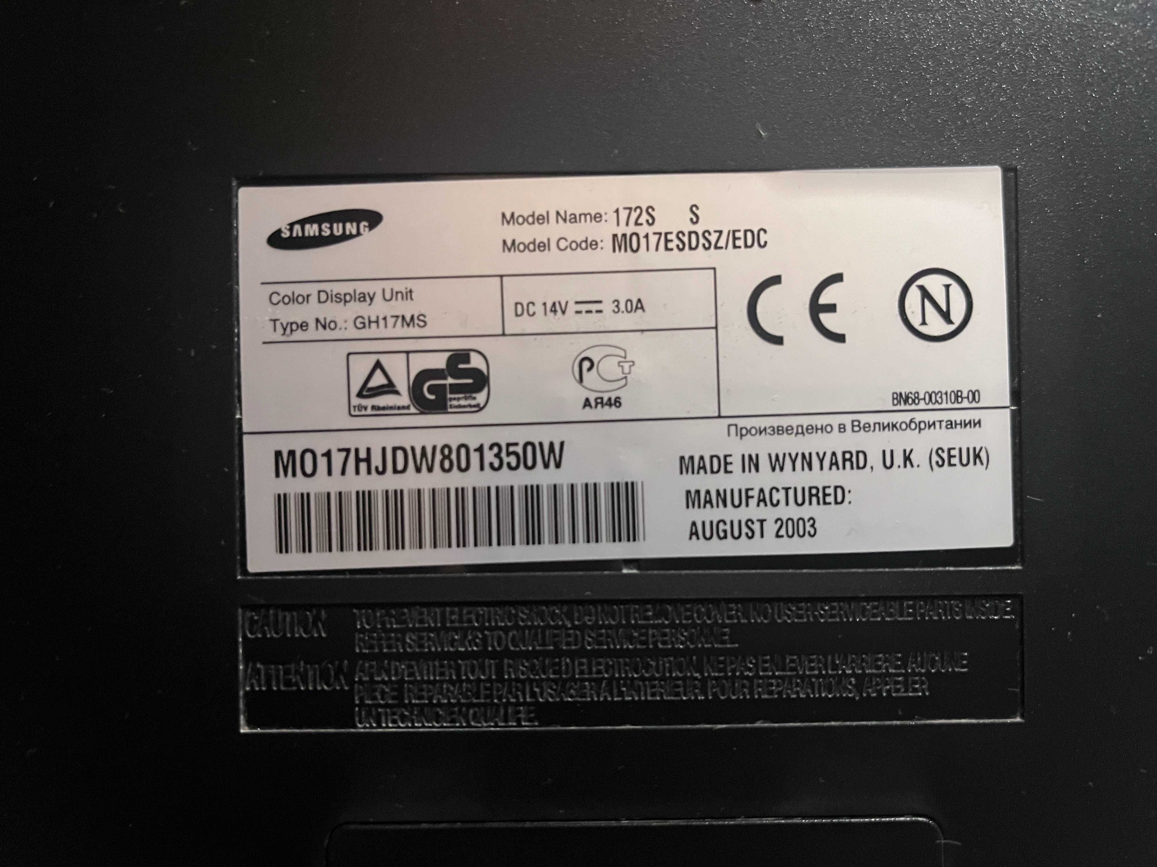 Monitor Samsung Syncmaster172s 17" 1280x1024