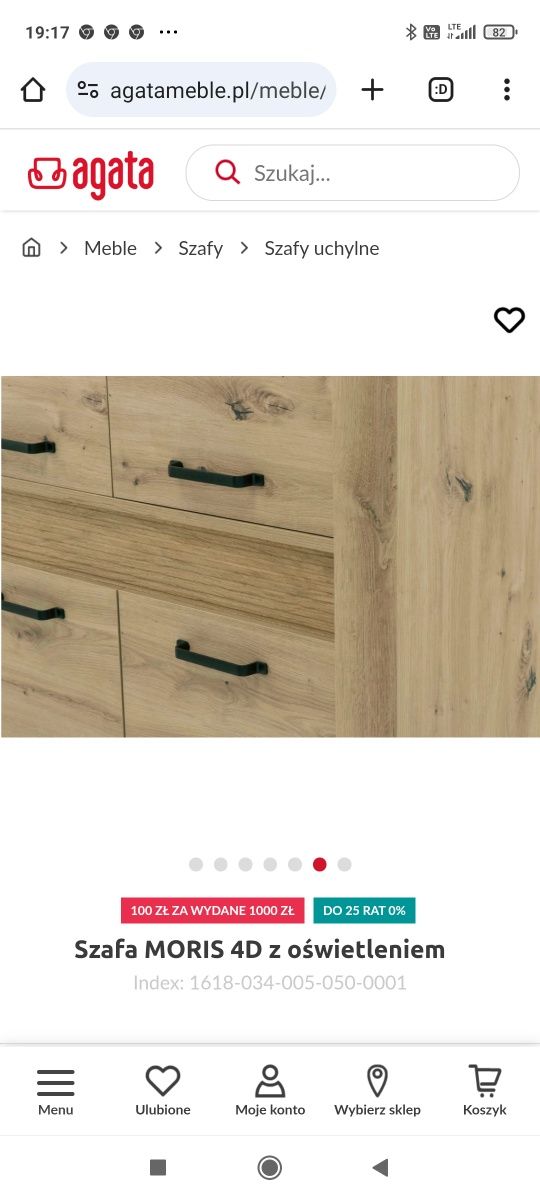 OKAZJA ! Szafa Moris 4D z oświetleniem LED -  dąb artisan