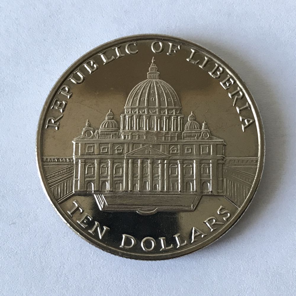 Moneta 10 dolarów Liberia 2001 Jan Paweł II