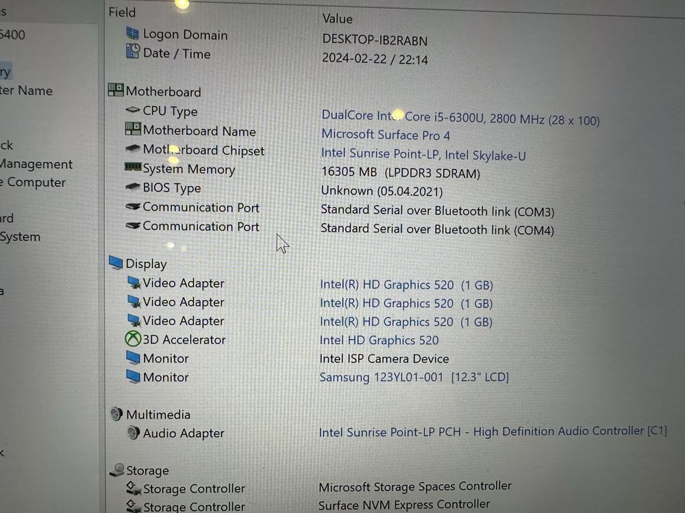 Microsoft Surface Pro 4 i5 16GB RAM 512GB SSD