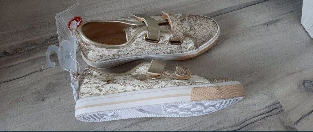 Buty nowe Cool Club dziewczęce złote r 36 23 cm rzepy trampki