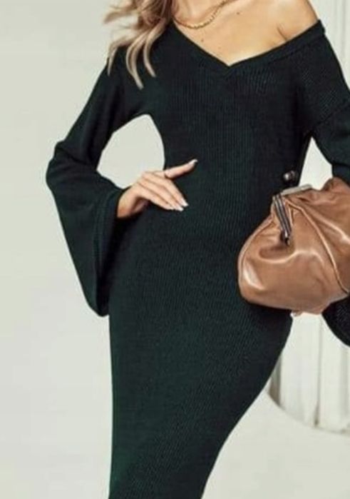 Czarna sukienka maxi EMO dzianinowa L /XL