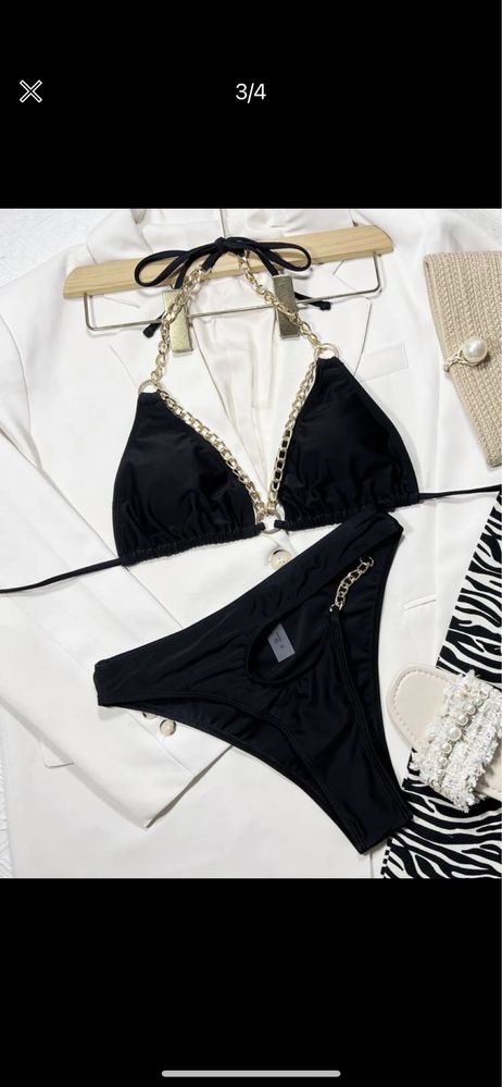 Strój kąpielowy dwuczęściowy bikini z łańcuszkami