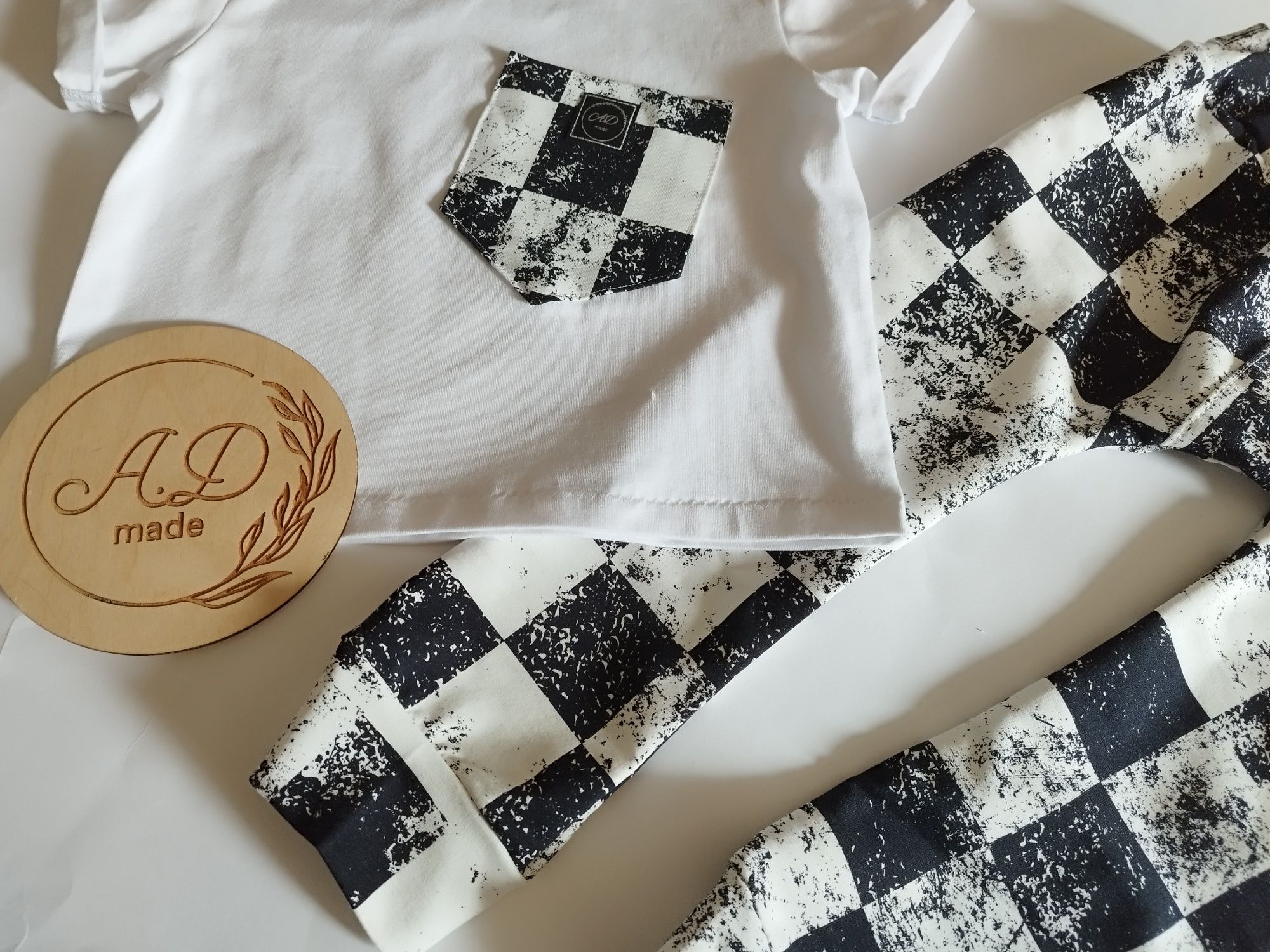 Komplet elegancki komunię święta koszula krata spodnie Baggy 116
