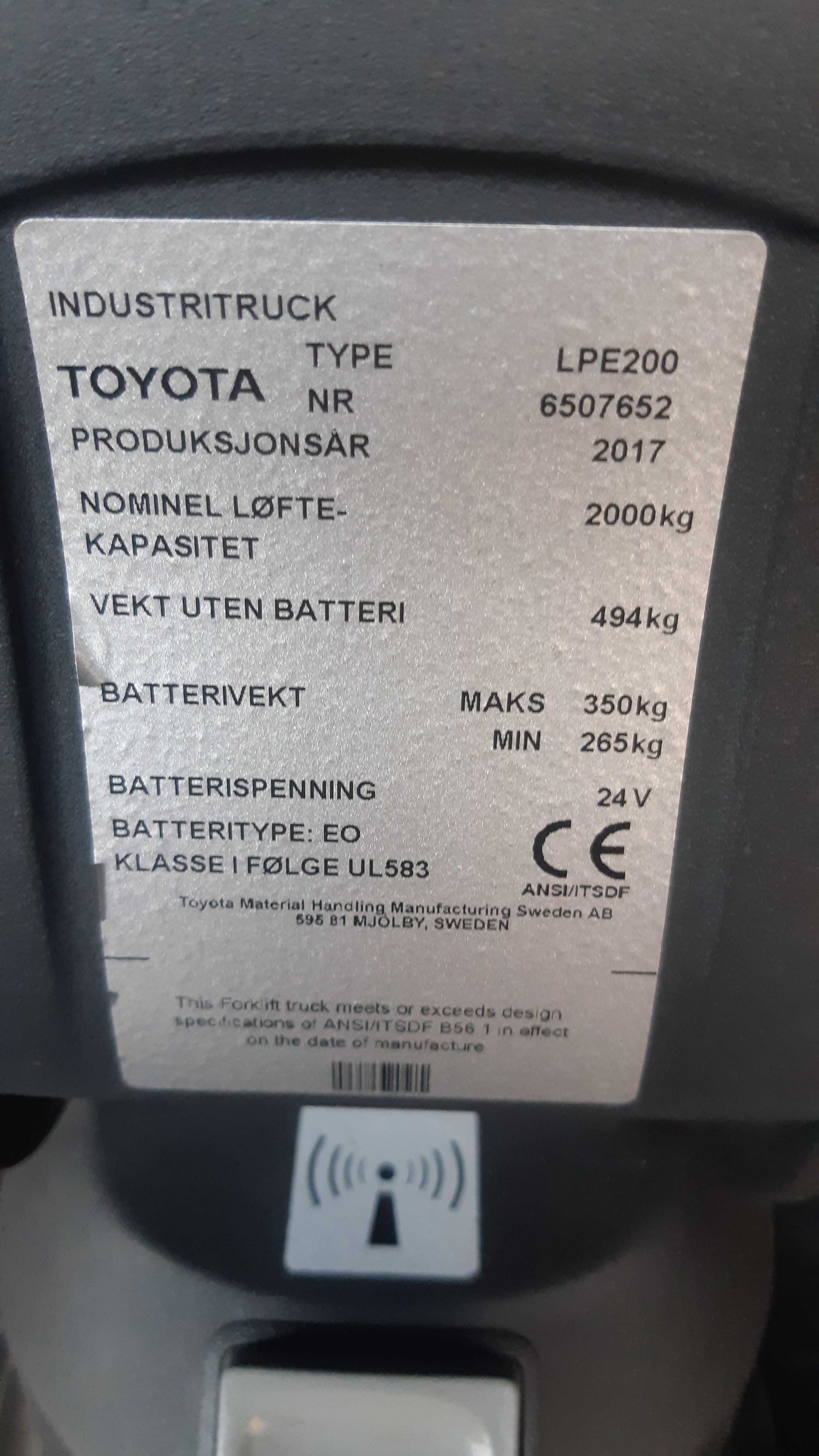 Toyota BT LPE 200 Cesab wozek widlowy paleciak ,widlak LPE 250