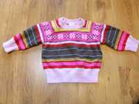 rozm 74 Kappahl sweter różowy pleciony kolorowe paski wzorki