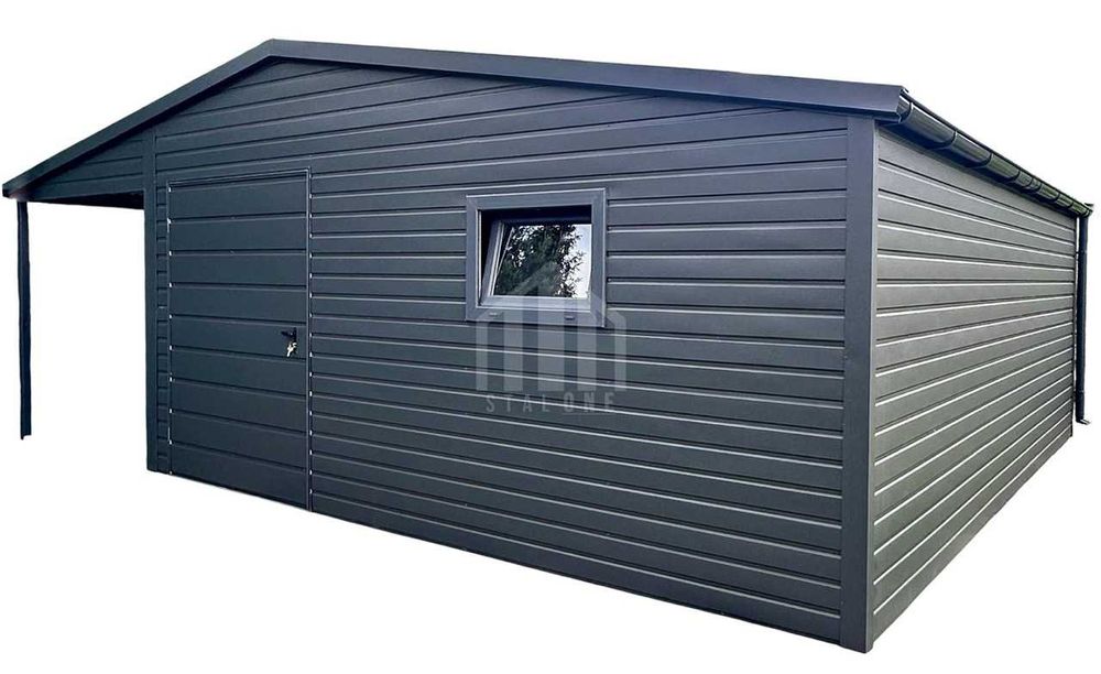 Schowek- domek ogrodowy 4,5x5 z wiata drzwi okno blachodachówka SO154