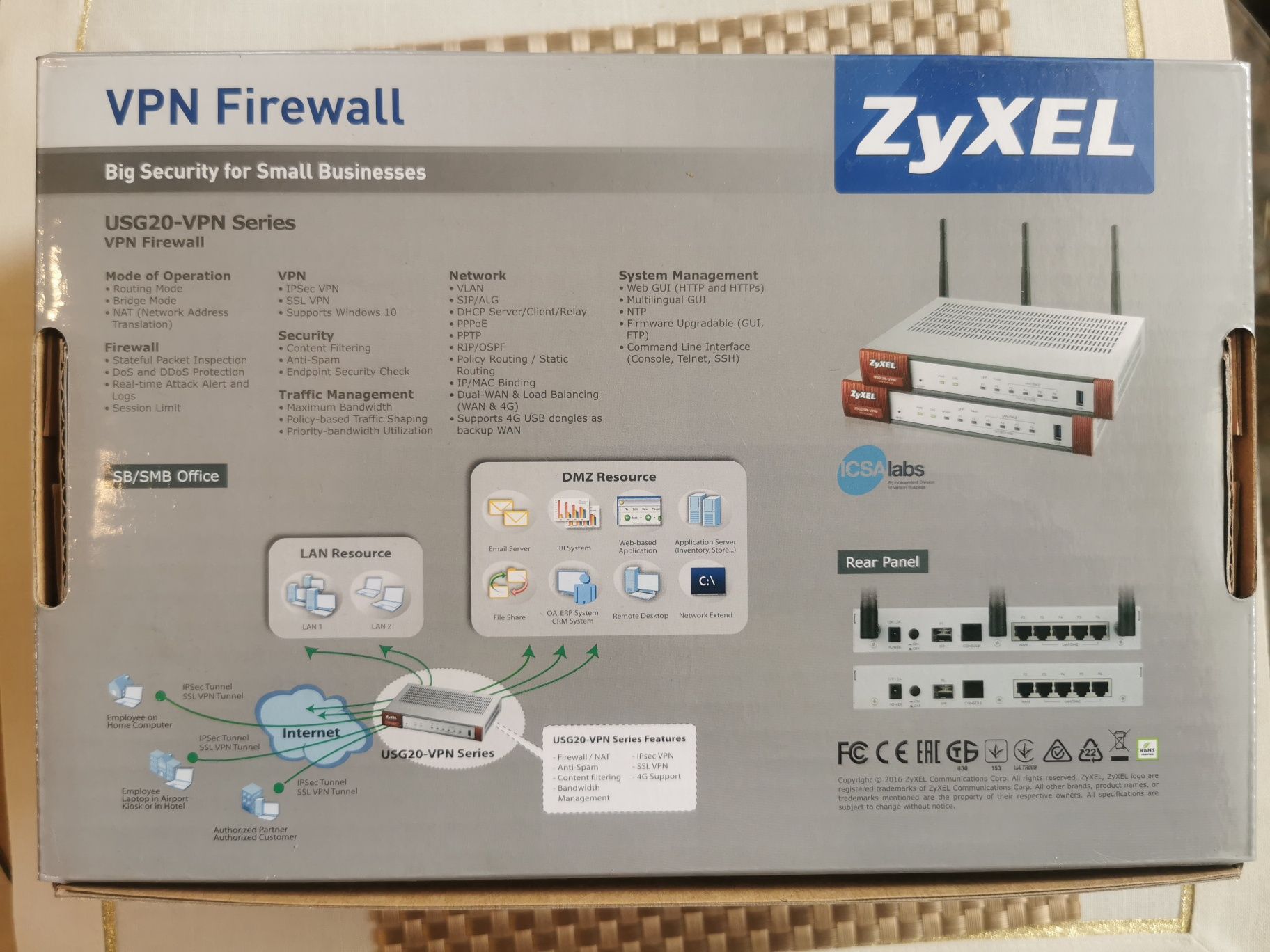 Firewall Zyxel ZyWALL USG20W-VPN
