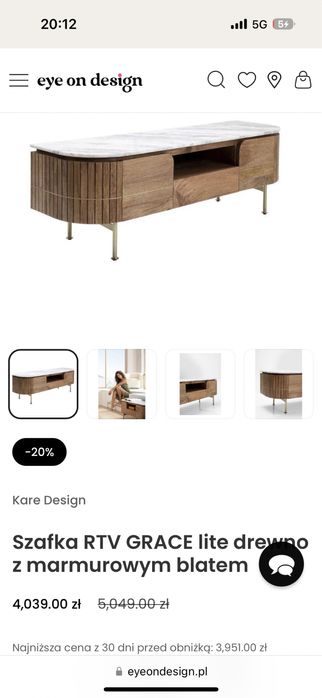 Kare Desing szafka rtv lite drewno marmur