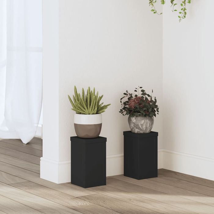 Vidaxl Podstawki Pod Doniczki, 2 Szt., Czarne, 10X10X18 Cm