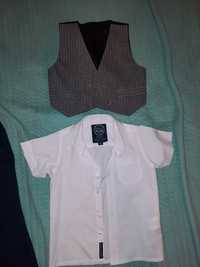 Biała koszula i kamizelka dla chłopca, rozmiar 98