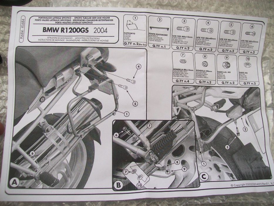 PL684 BMW R 1200 GS (04 > 12) GIVI stelaż bocz. monokey , KL684