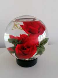 Róża w szklanej kuli PRL glass