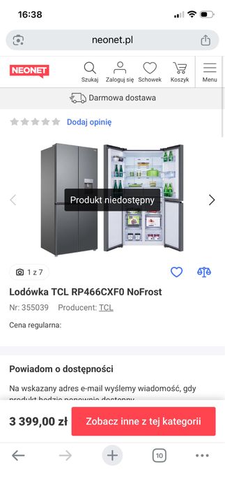 Lodówki Side by Side TCL