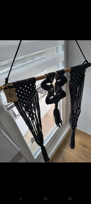 Makrama kwietnik malinove sploty granatowy