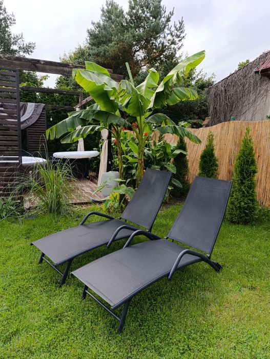 Leżak ogrodowy Regulowany 2szt Czarny