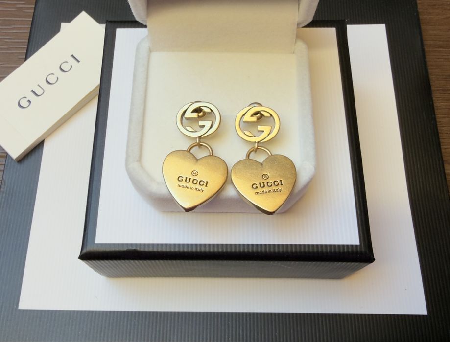 Kolczyki Gucci serce stare złoto
