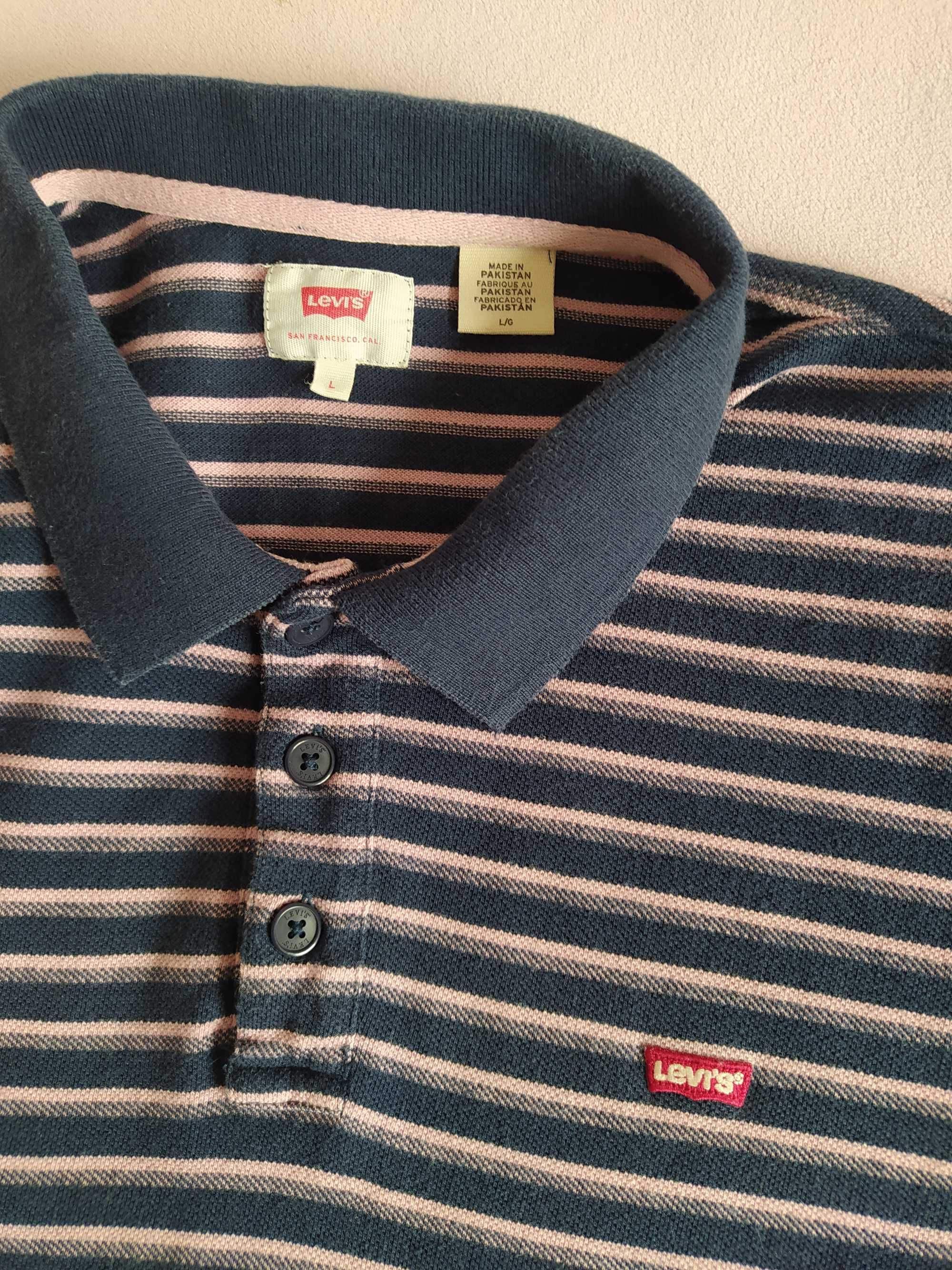 Koszulka polo Levis r. M/L bawełna pique paski