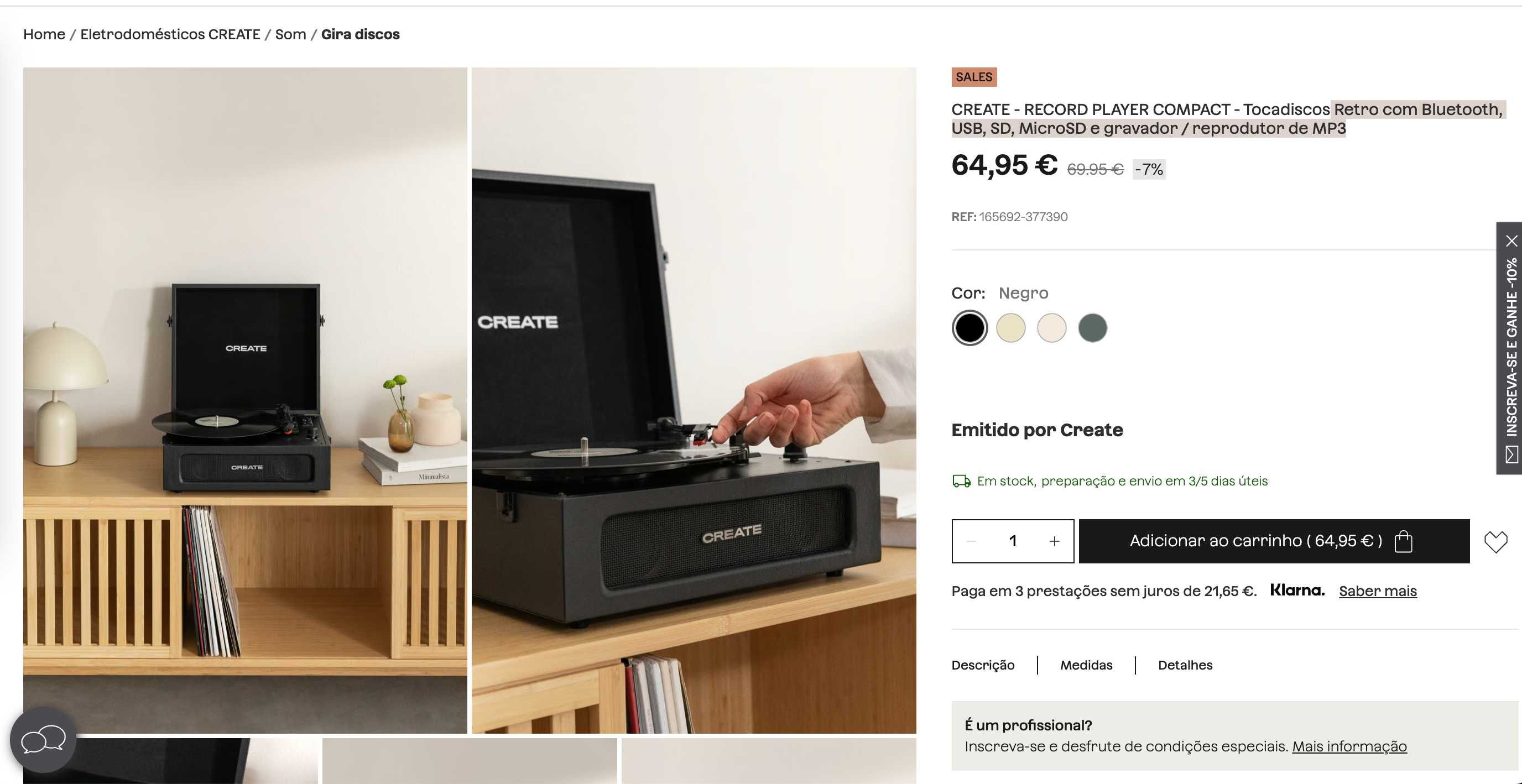 Gira Disco  Retro com Bluetooth, USB, SD, MicroSD e gravador