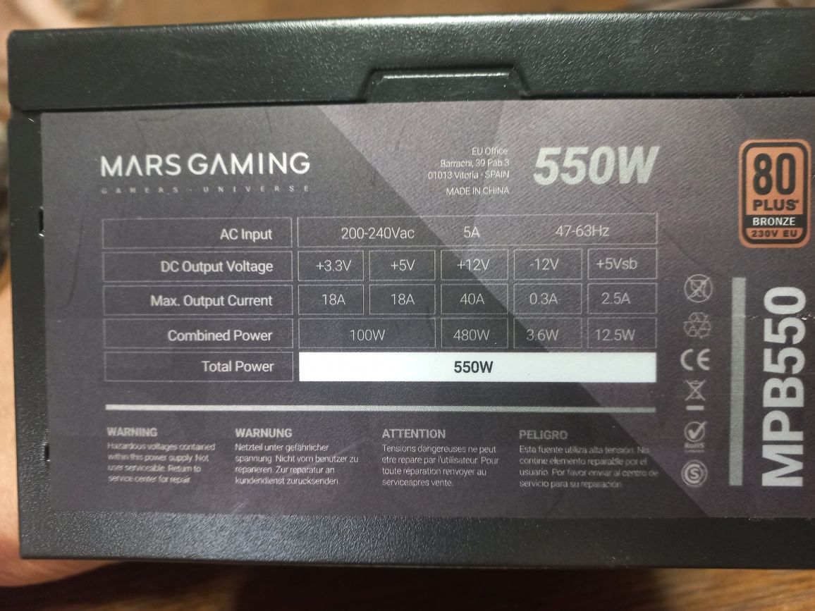 Блок живлення Tacens Mars Gaming MPB550SI 550W