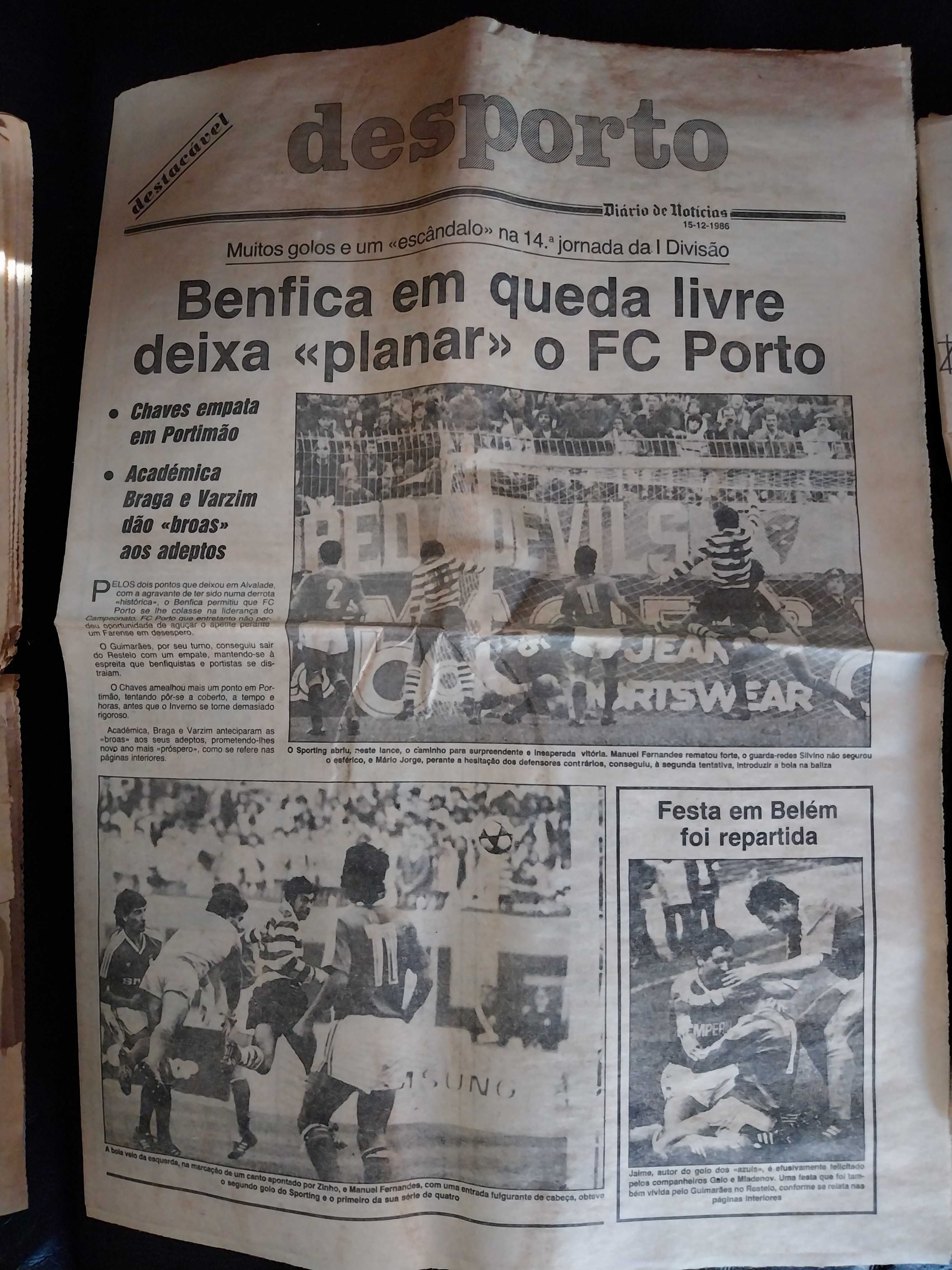 4 Jornais do dia do 7-1 do Sporting-Benfica (14 Dezembro 1986)
