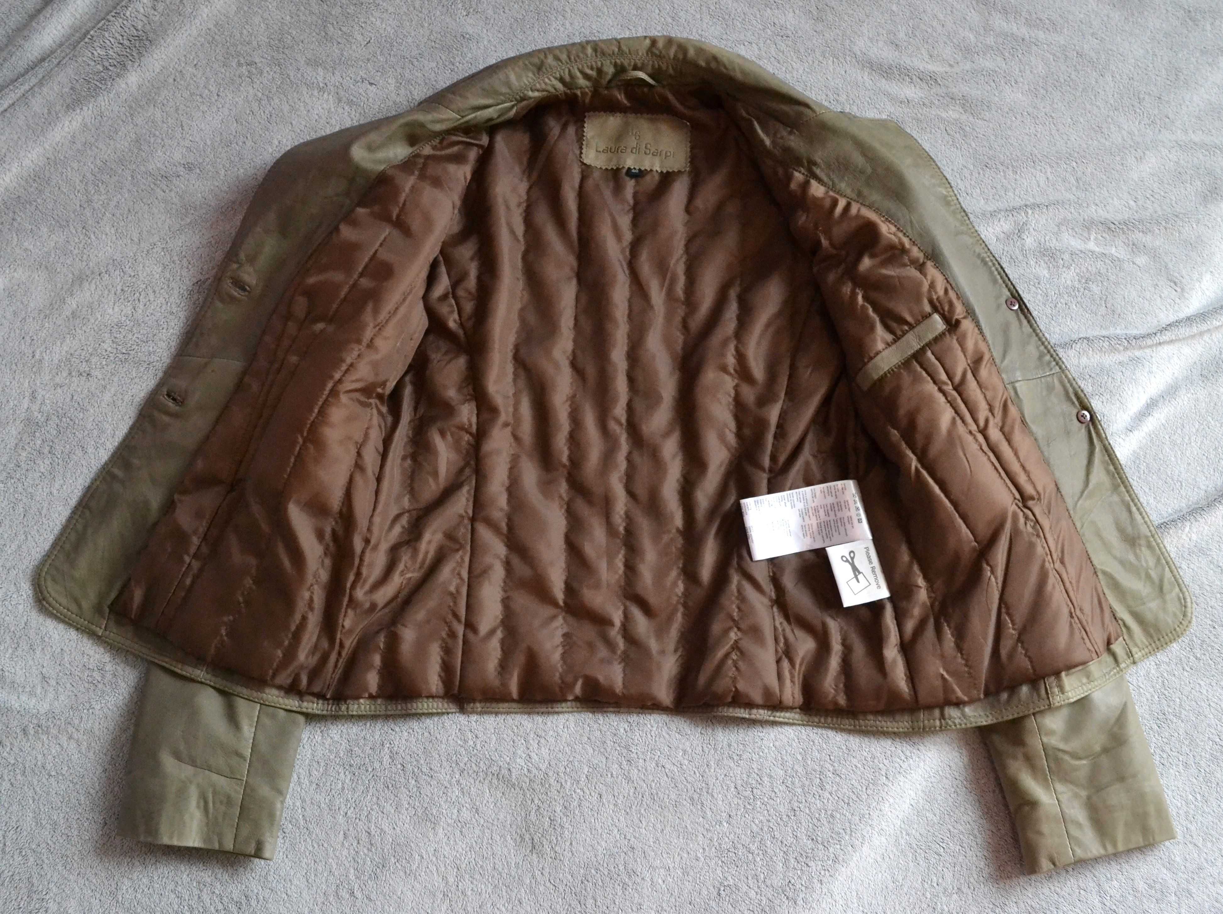 Vintage skórzana marynarka damska Laura di Sarpi / khaki / rozm. 38/40