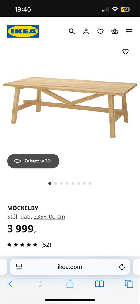 MÖCKELBY stół Ikea, stan ideany.